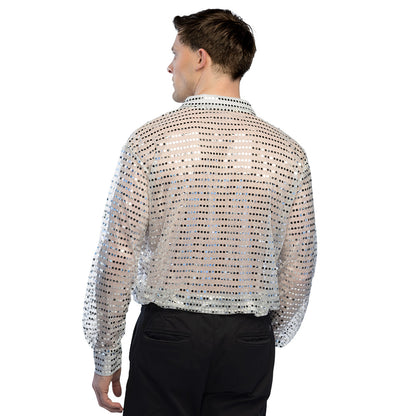 Chemise Paillettes Argent Homme - Disco Glamour Soirée