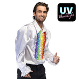 Chemise Blanche Disco Arc-en-ciel UV Blacklight Homme