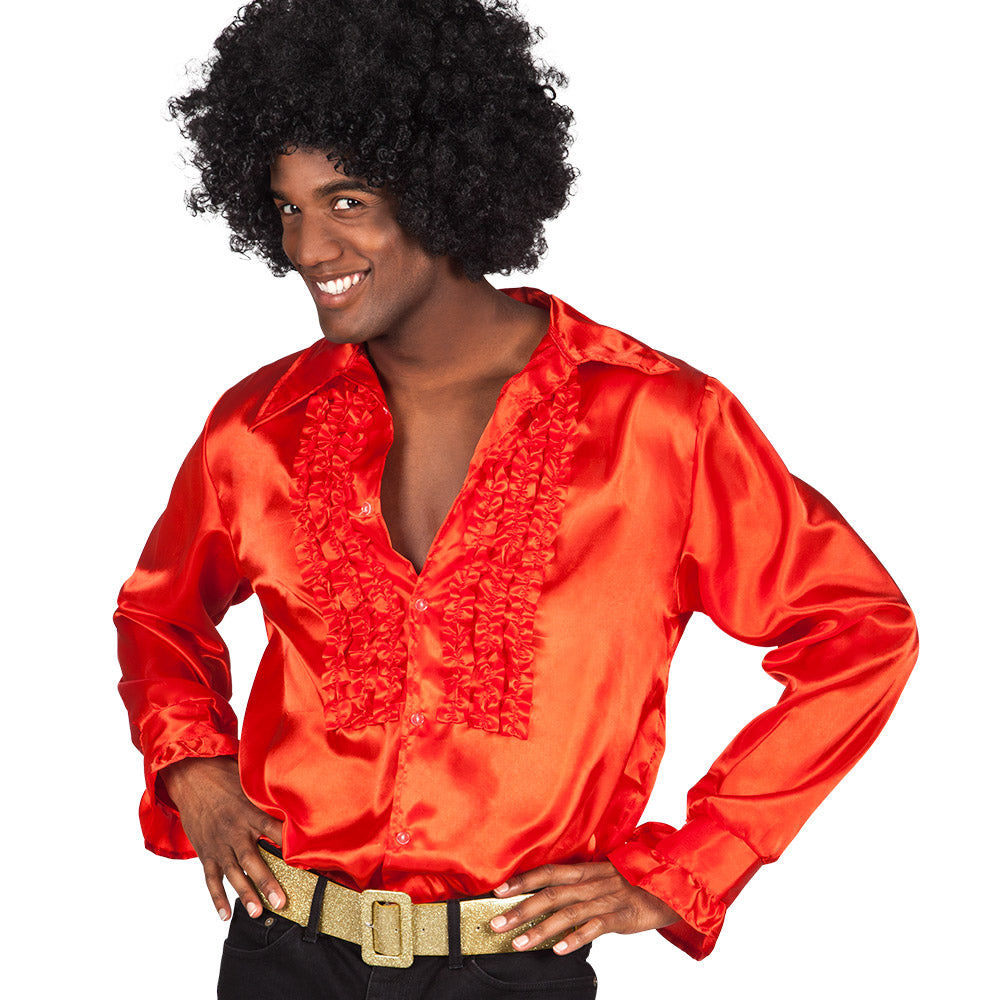 Chemise Disco Satin à Volants - Déguisement Années 70