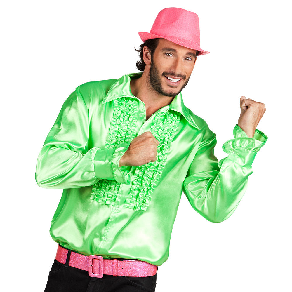 Chemise Disco Satin à Volants - Déguisement Années 70