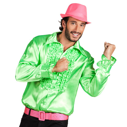 Chemise Disco Satin à Volants - Déguisement Années 70
