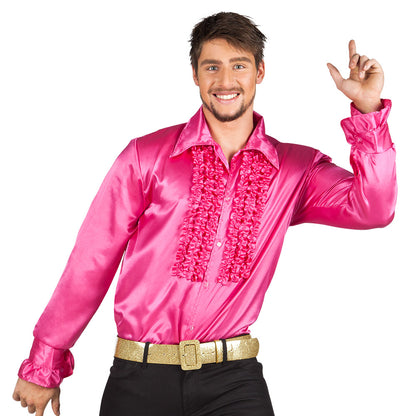 Chemise Disco Satin à Volants - Déguisement Années 70
