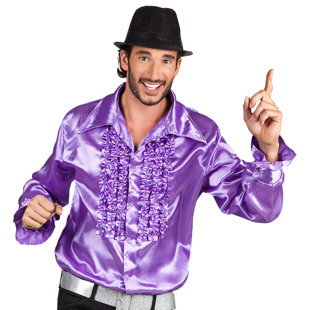 Chemise Disco Satin à Volants - Déguisement Années 70