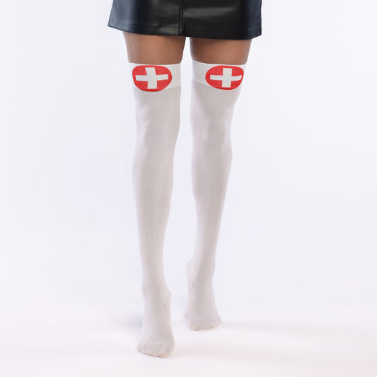 Collants Infirmière Blanche avec Croix Rouge - Accessoire Déguisement