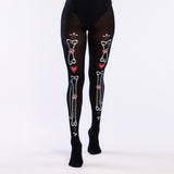 Collants Skeleton Gothique - Motifs Squelette et Cœur