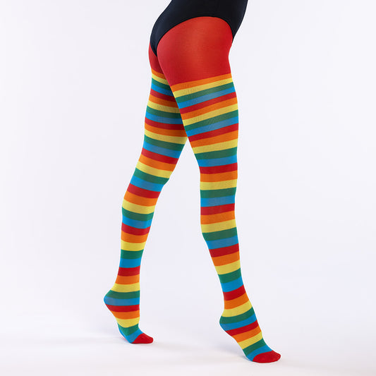 Collants Arc-en-Ciel Rayés Multicolores - Déguisement Clown