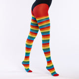 Collants Arc-en-Ciel Rayés Multicolores - Déguisement Clown