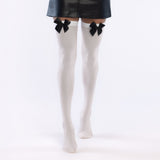 Collants Blanc avec Noeud Noir - Accessoire Déguisement Chic