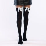Collants Noirs Avec Nœuds Blancs - Accessoire Déguisement Chic