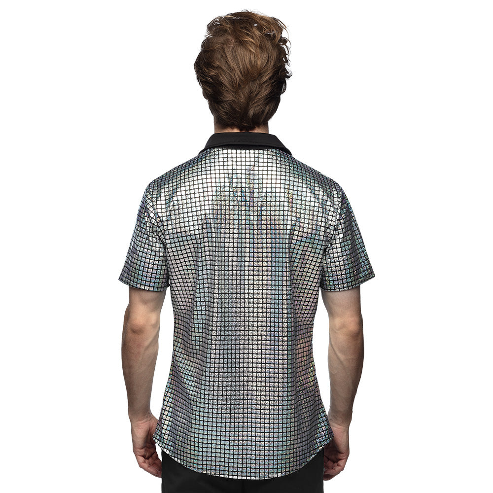 Chemise Paillettes Disco Homme | Motif Carré Brillant