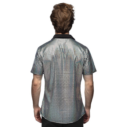Chemise à Carreaux Pailletée Disco - Déguisement Années 70