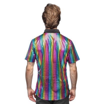 Chemise Disco Hologramme Arc-en-Ciel | Déguisement Années 70