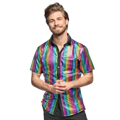 Chemise Disco Arc-en-ciel Paillettes - Déguisement Années 70