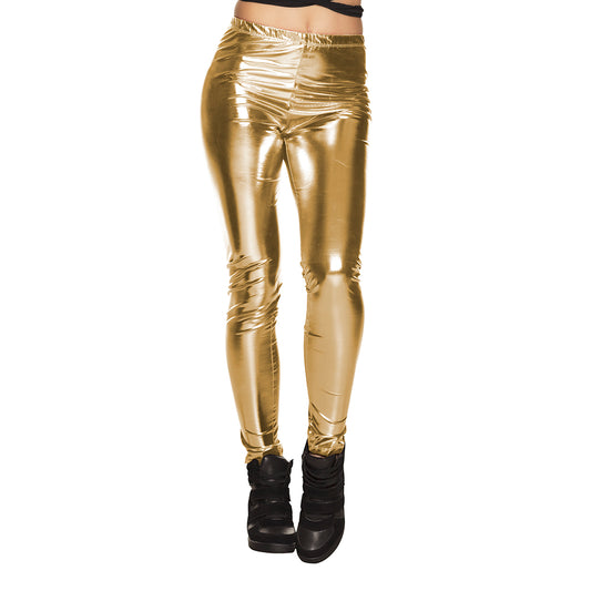 Legging Métallisé Stretch Doré - Look Disco Années 80