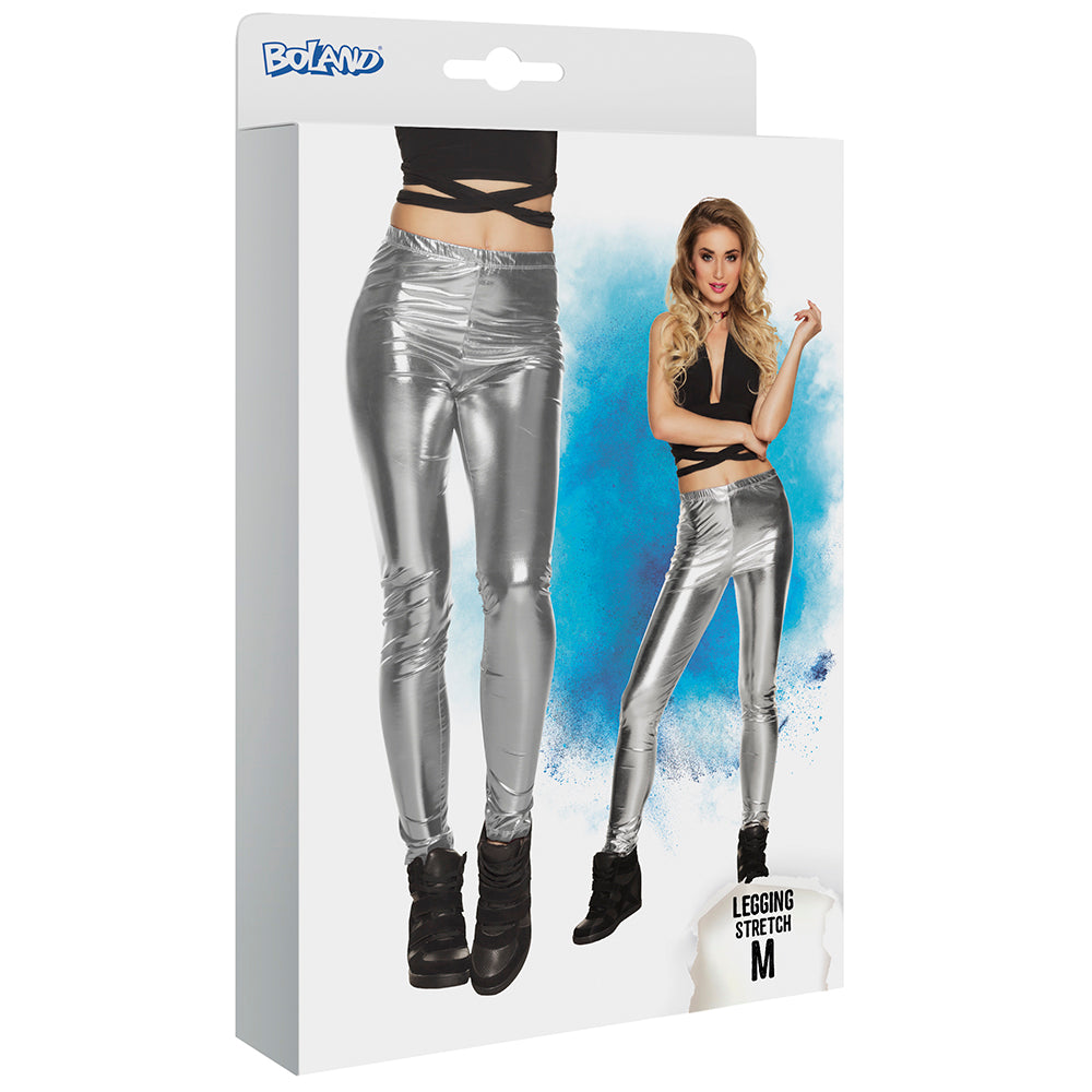 Legging Métallisé Argent Brillant - Effet Mouillé pour Femme
