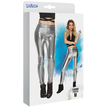 Legging Métallisé Argent Brillant - Effet Mouillé pour Femme