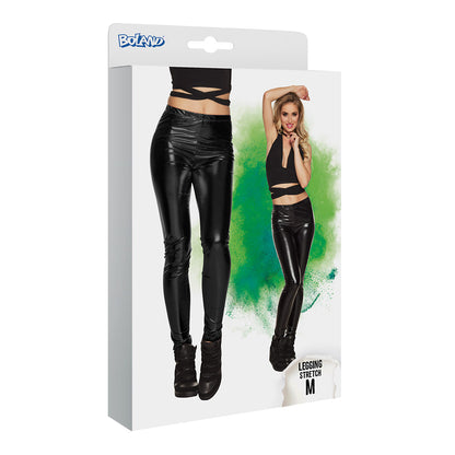 Legging Stretch Métallisé Noir - Déguisement Disco Brillant