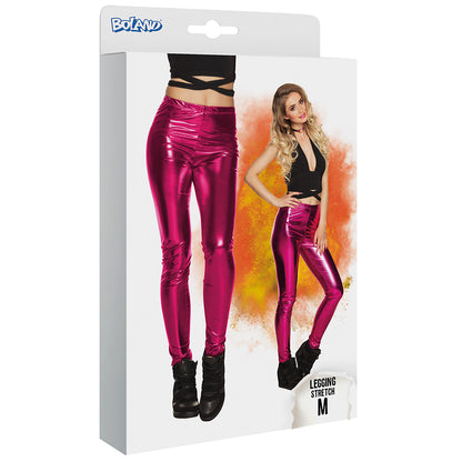 Legging Stretch Métallisé Rose Fuchsia Brillant Disco