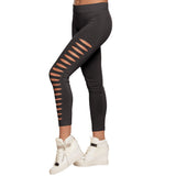 Legging Stretch Noir Déchiré Sexy - Motifs Ajourés Tendance