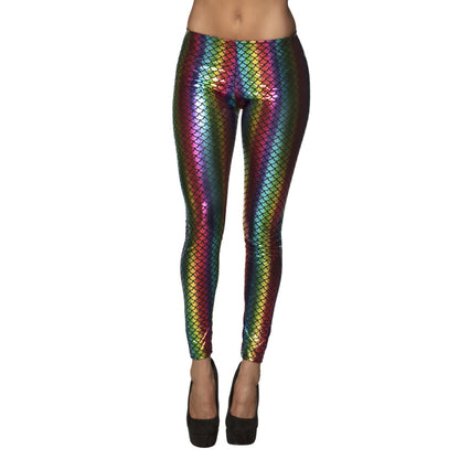 Legging Sirène Arc-en-Ciel Paillettes Iridescentes Femme