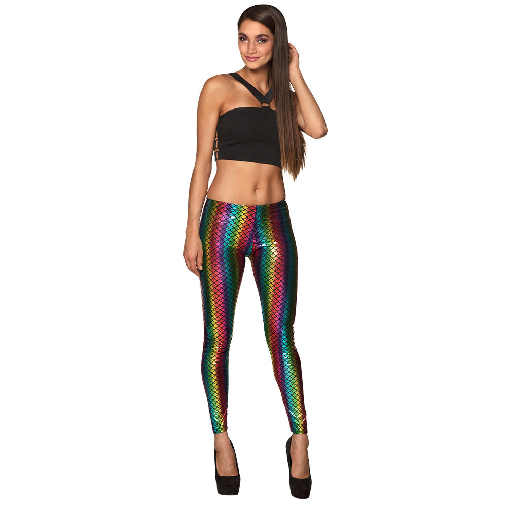 Legging Sirène Arc-en-Ciel Paillettes Iridescentes Femme
