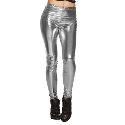 Legging Stretch Métallisé Argent Femme - Taille L/XL