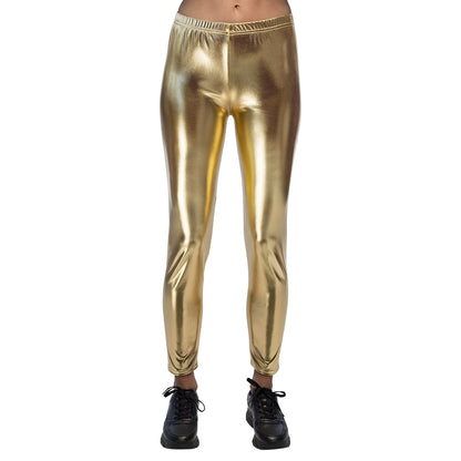 Legging Stretch Métallisé Or - Déguisement Années 80 Disco