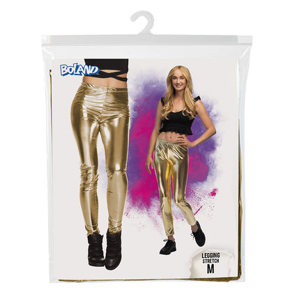 Legging Stretch Métallisé Or - Déguisement Années 80 Disco