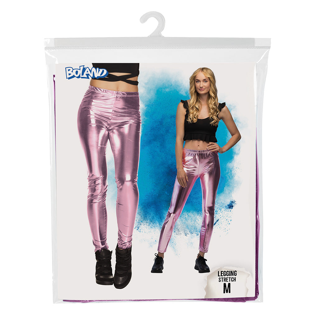 Legging Métallisé Rose Stretch - Déguisement Années 80