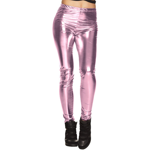 Legging Métallisé Rose Stretch - Costume Années 80