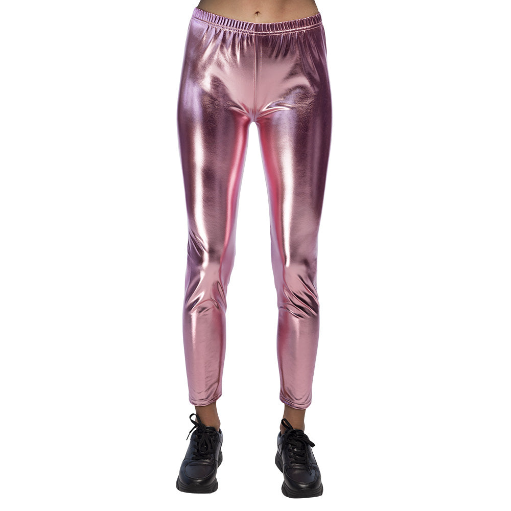 Legging Métallisé Rose Stretch - Costume Années 80