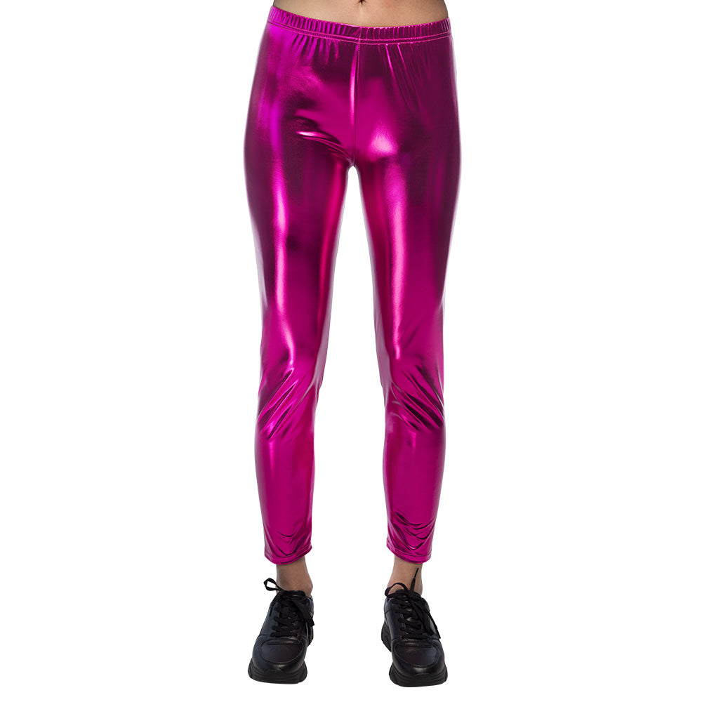 Legging Métallisé Stretch Rose Fuchsia - Déguisement Disco Années 80