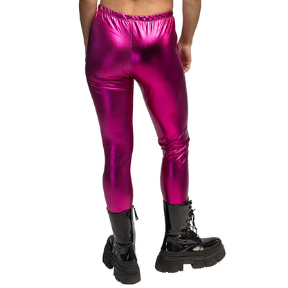 Legging Metallic Stretch Rose Fuchsia - Déguisement Années 80