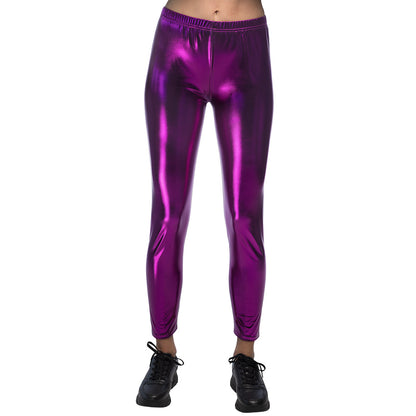 Legging Holographique Stretch Violet Fluo - Déguisement Années 80