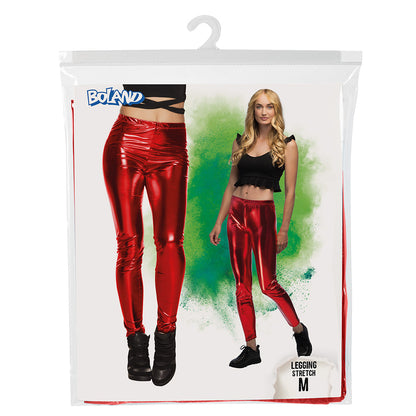 Legging Stretch Métallisé Rouge Brillant - Déguisement Disco