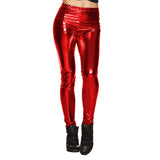 Legging Métallisé Rouge Stretch - Déguisement Disco Années 80