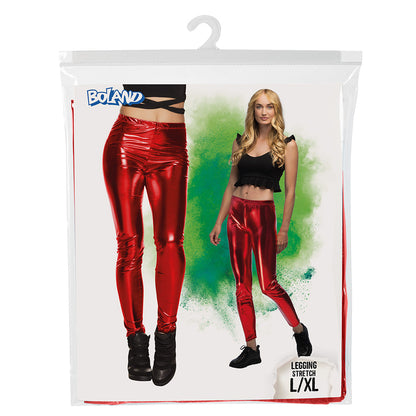 Legging Métallisé Rouge Stretch - Déguisement Disco Années 80