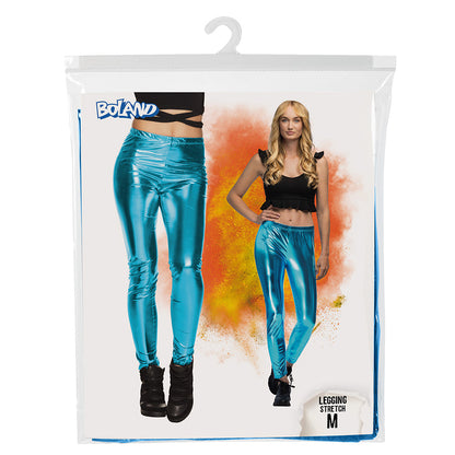 Legging Métallisé Turquoise Stretch - Déguisement Années 80