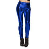 Legging Stretch Métallisé Bleu Royal - Déguisement Disco