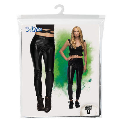 Legging Stretch Métallisé Noir – Costume Disco Années 80