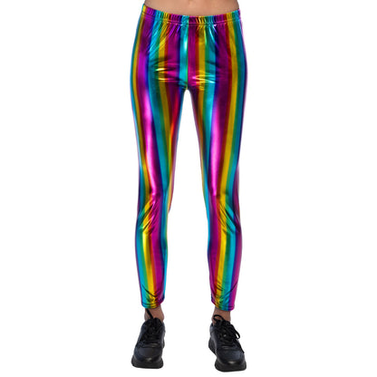 Legging Holographique Arc-en-Ciel Métallisé Stretch
