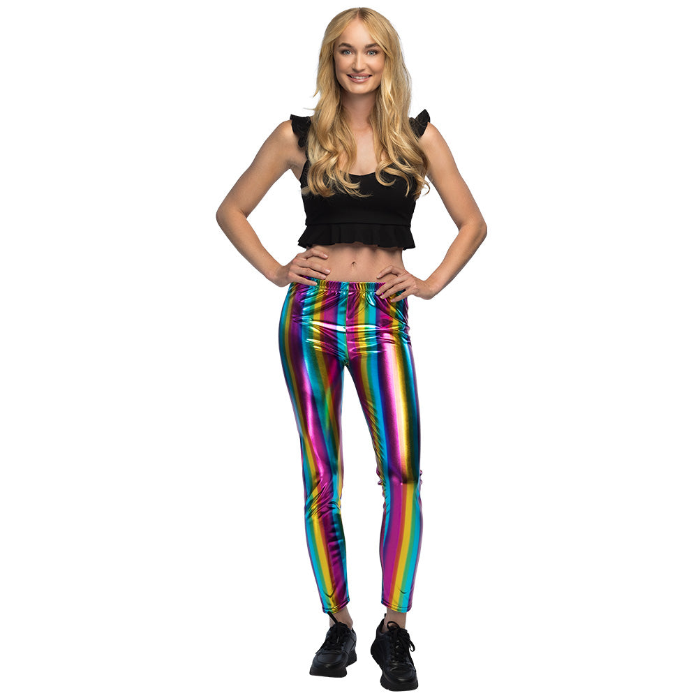 Legging Holographique Arc-en-Ciel - Stretch Brillant L/XL