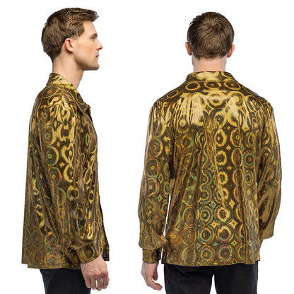 Chemise Vintage Or Motifs Géométriques - Déguisement Années 70