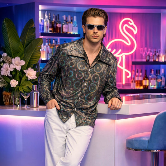 Chemise Disco Paillettes Années 70 - Déguisement Adulte