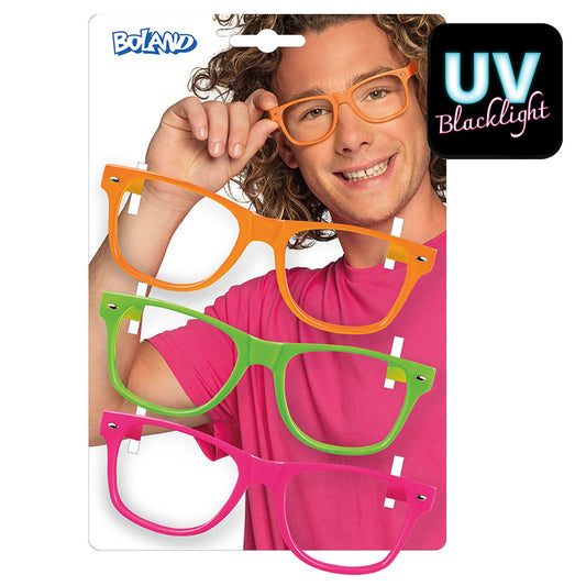 Lunettes UV Blacklight Fluo - Set de 3 Paires Colorées