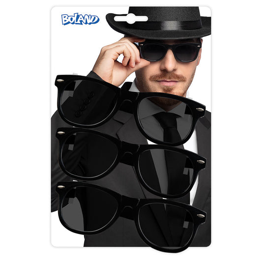 Pack 3 Lunettes de Soleil Noires Élégantes - Accessoire Fête