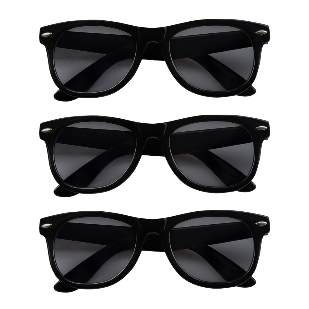 Pack 3 Lunettes de Soleil Noires Élégantes - Accessoire Fête