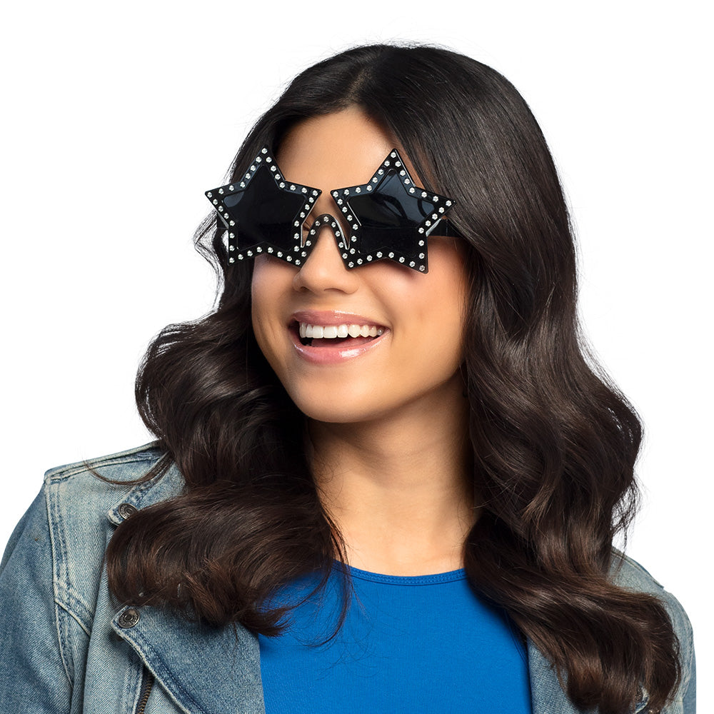 Lunettes Étoiles Brillantes Noires - Accessoire Soirée Festive