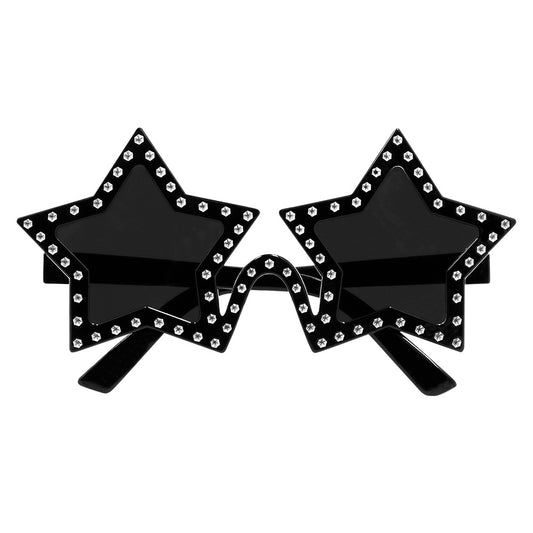 Lunettes Étoiles Brillantes Noires - Accessoire Soirée Festive