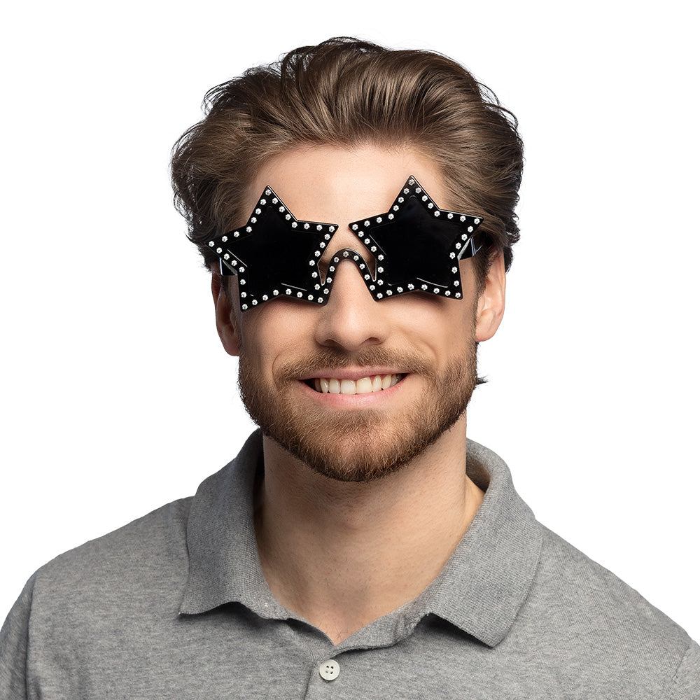 Lunettes Étoiles Brillantes Noires - Accessoire Soirée Festive